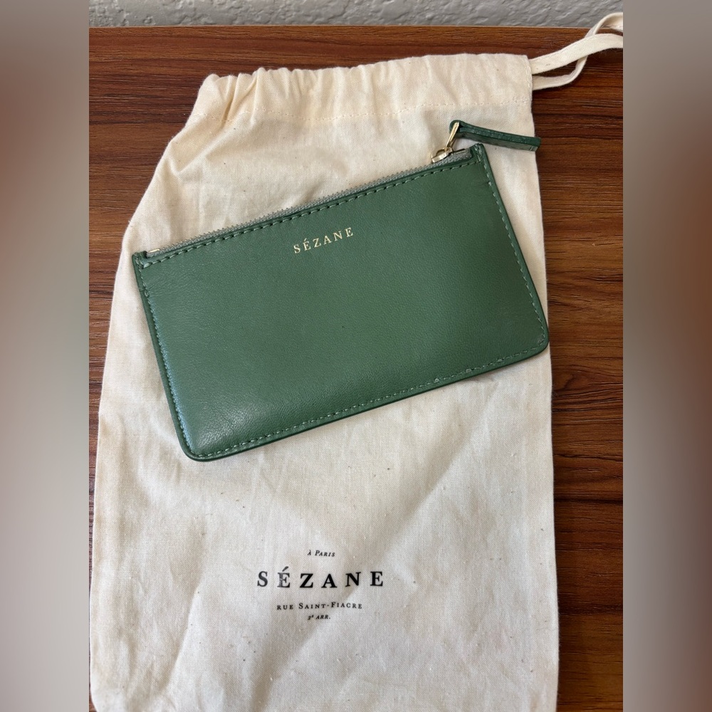 Sézane Green Leather Wallet